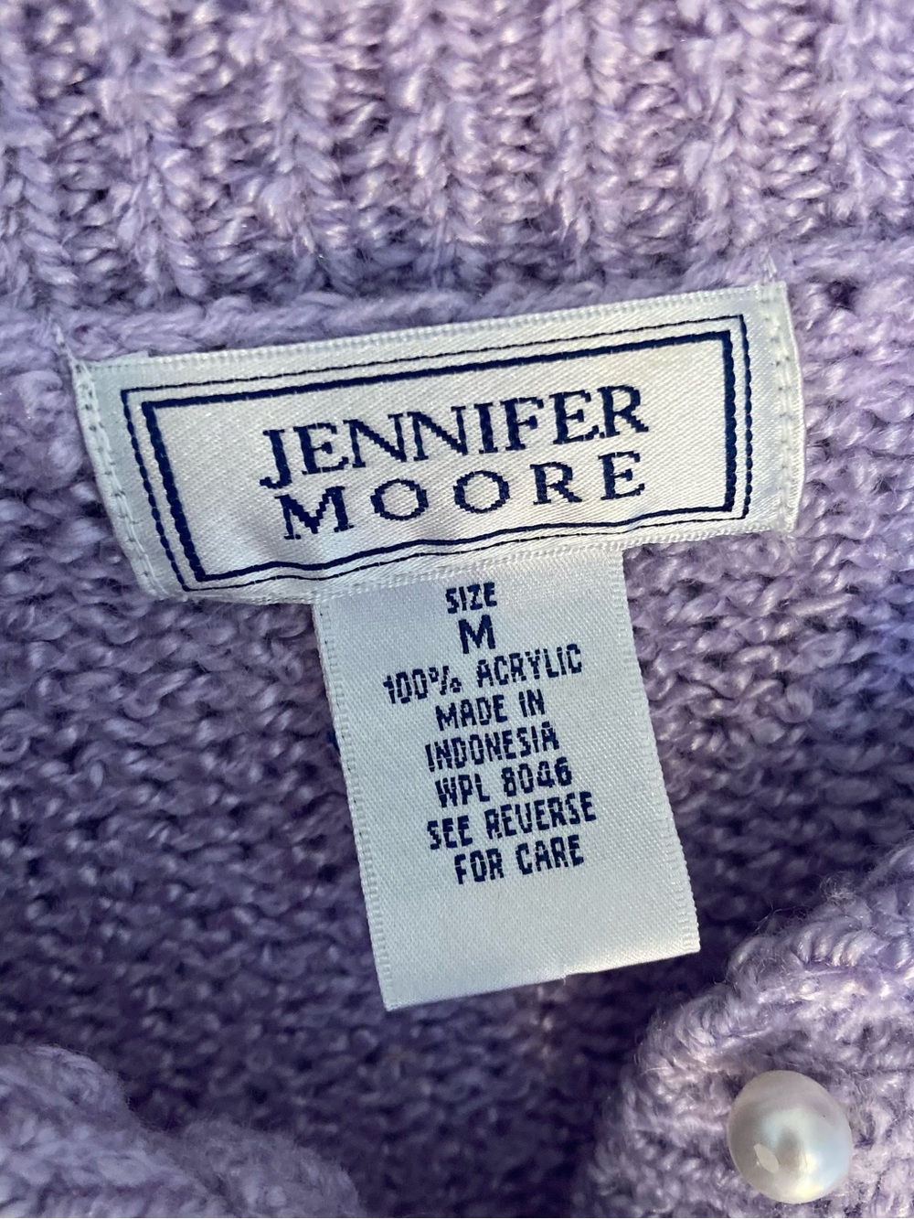 Vintage Jennifer Moore Lavender Knit Pullover with Pearl Buttons - Medium - Picture 3 of 5